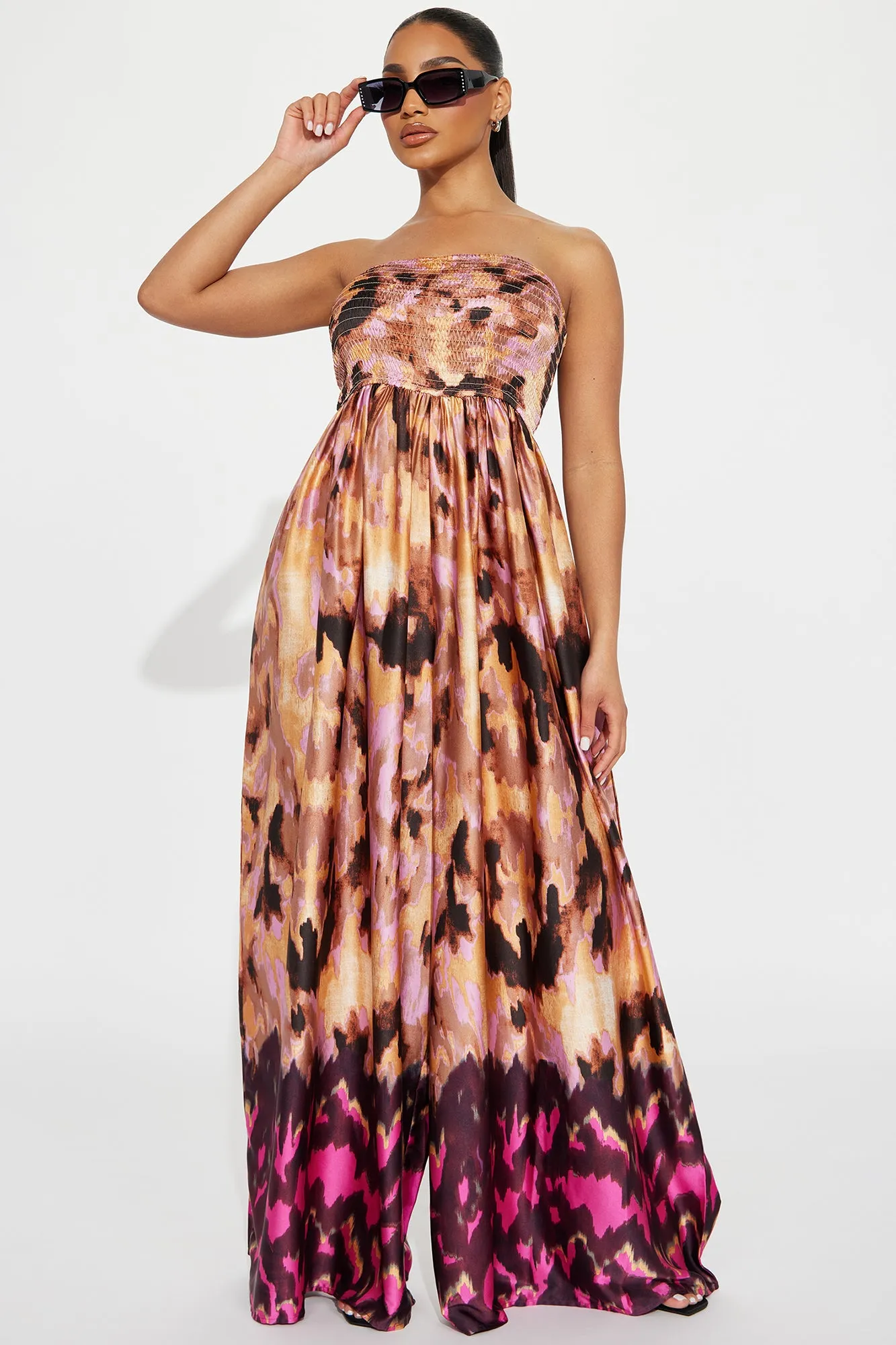 Going On Replay Satin Jumpsuit - Mauve/combo sold by Fashion Nova