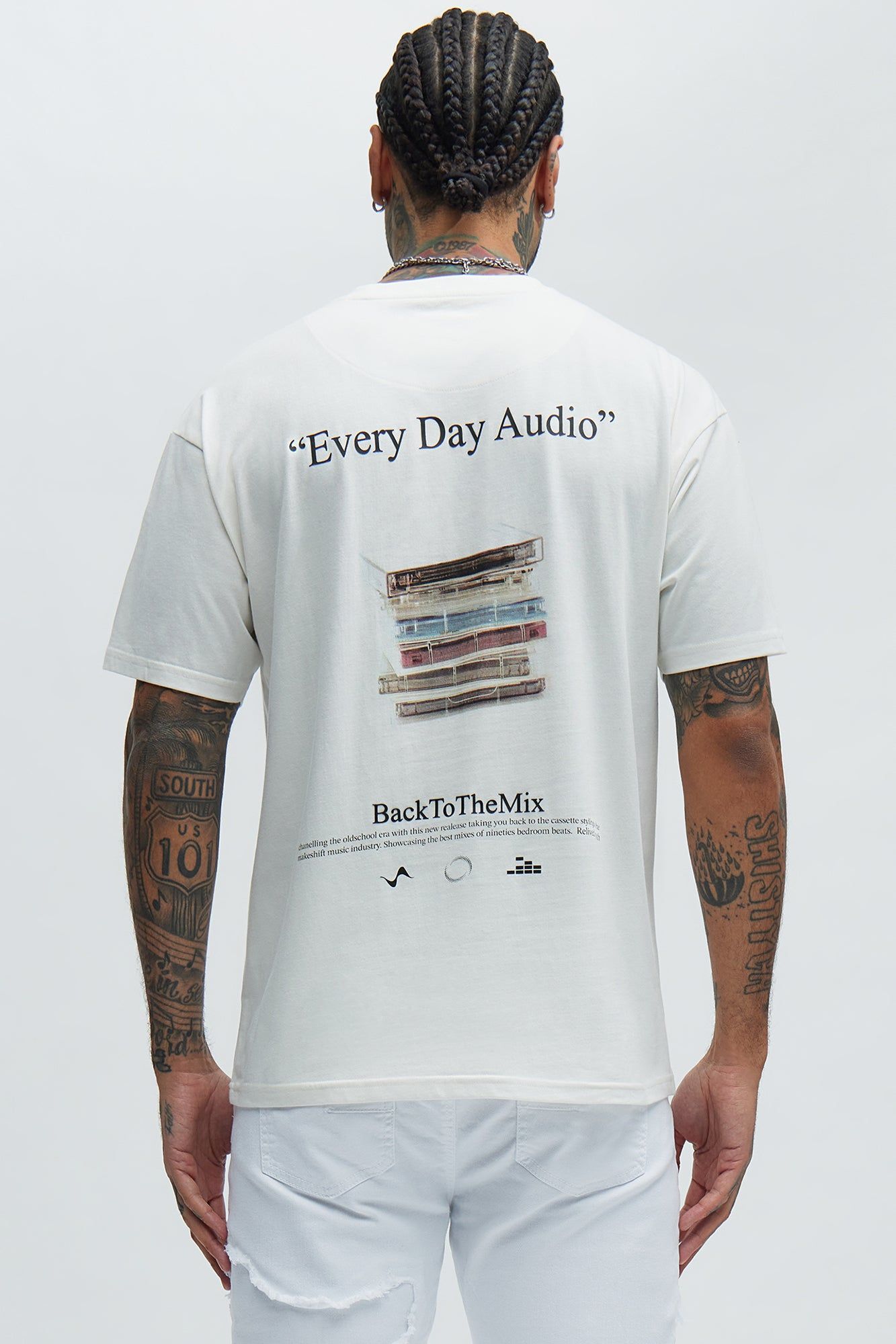 Every Day Audio Short Sleeve Tee - Cream sold by Fashion Nova