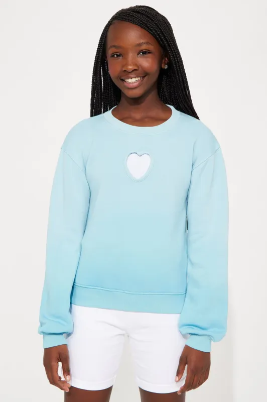 Mini The Key To Your Heart Lounge Sweatshirt - Light Blue sold by Fashion Nova