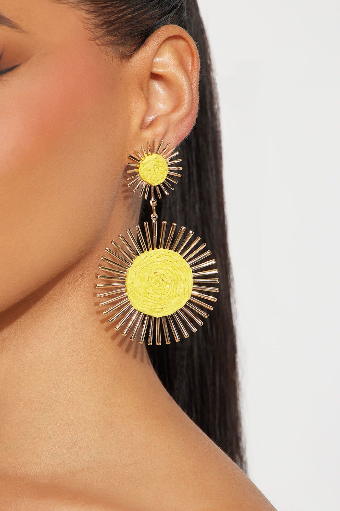 You Are My Sunshine Earrings - Gold/Yellow sold by Fashion Nova