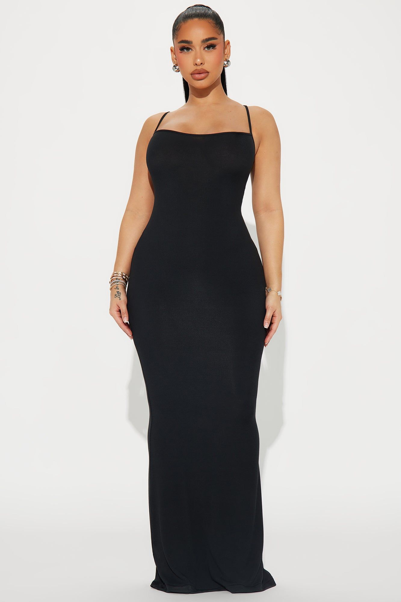 Madelyn Micro Ribbed Maxi Dress - Black sold by Fashion Nova