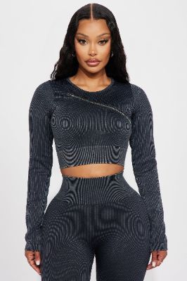 Challenge Accepted Washed Seamless Active Top - Black sold by Fashion Nova