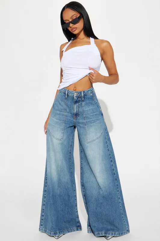 Now Playing Palazzo Jeans - Medium Wash sold by Fashion Nova