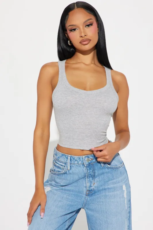 Christy Ribbed Tee - Heather Grey sold by Fashion Nova