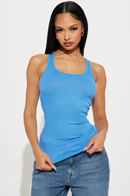 Zoey Racer Back Tank - Cornflower sold by Fashion Nova