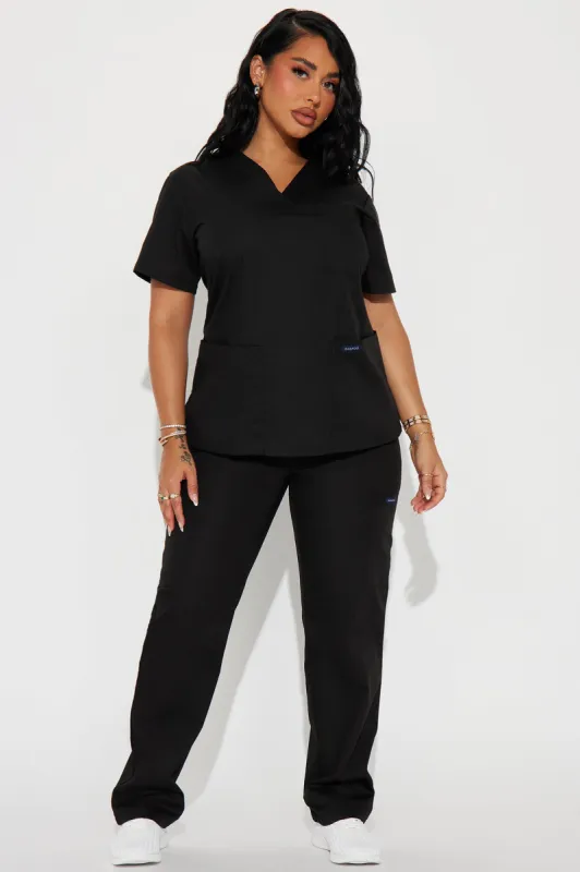 Checking In Cotton Blend Uniform 2 Piece Scrub Set - Black sold by Fashion Nova