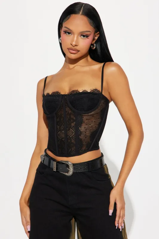 Aurora Lace Corset Top - Black sold by Fashion Nova