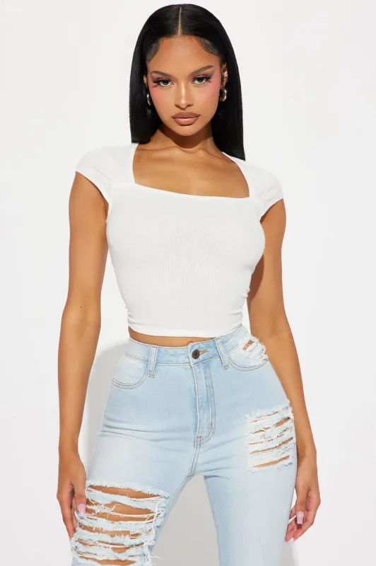 Sabrina Square Neck Tee - White sold by Fashion Nova