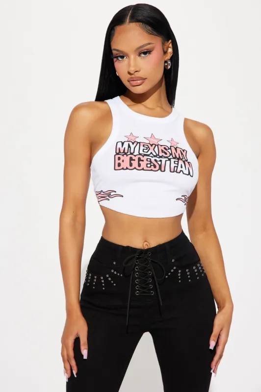 My Ex Is My Biggest Fan Top - White sold by Fashion Nova