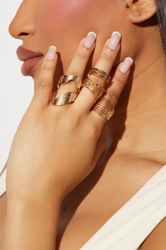 Up Inside My Mind 4 Piece Ring Set - Gold sold by Fashion Nova