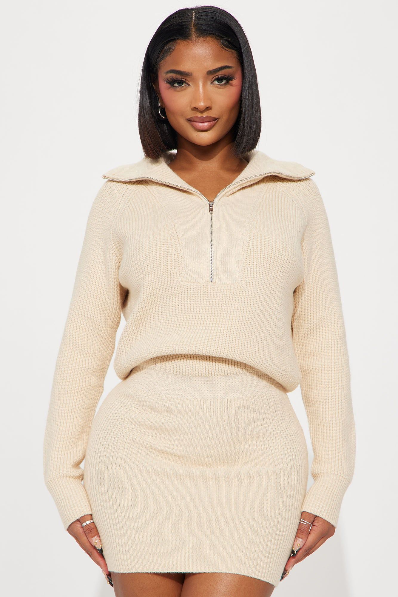 Ashley Sweater Mini Dress - Cream sold by Fashion Nova