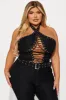 Briana Lace Up Pant Set - Black sold by Fashion Nova