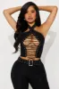 Briana Lace Up Pant Set - Black sold by Fashion Nova