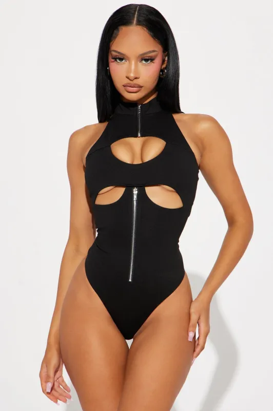 Never Lose Cut Out Bodysuit - Black sold by Fashion Nova