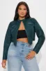 Ines Washed Faux Leather Jacket - Teal sold by Fashion Nova