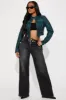 Ines Washed Faux Leather Jacket - Teal sold by Fashion Nova
