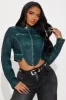 Ines Washed Faux Leather Jacket - Teal sold by Fashion Nova