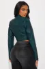 Ines Washed Faux Leather Jacket - Teal sold by Fashion Nova