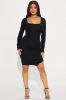 Selena Slit Mini Dress - Black sold by Fashion Nova