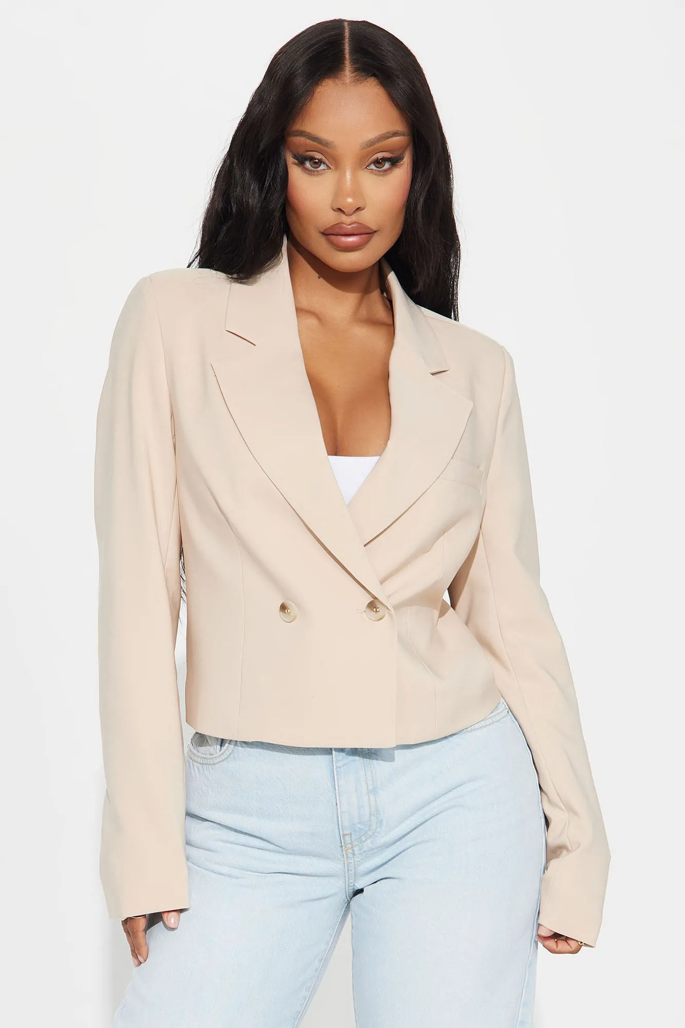 Ways To Go Cropped Blazer - Khaki sold by Fashion Nova product image thumbnail 3
