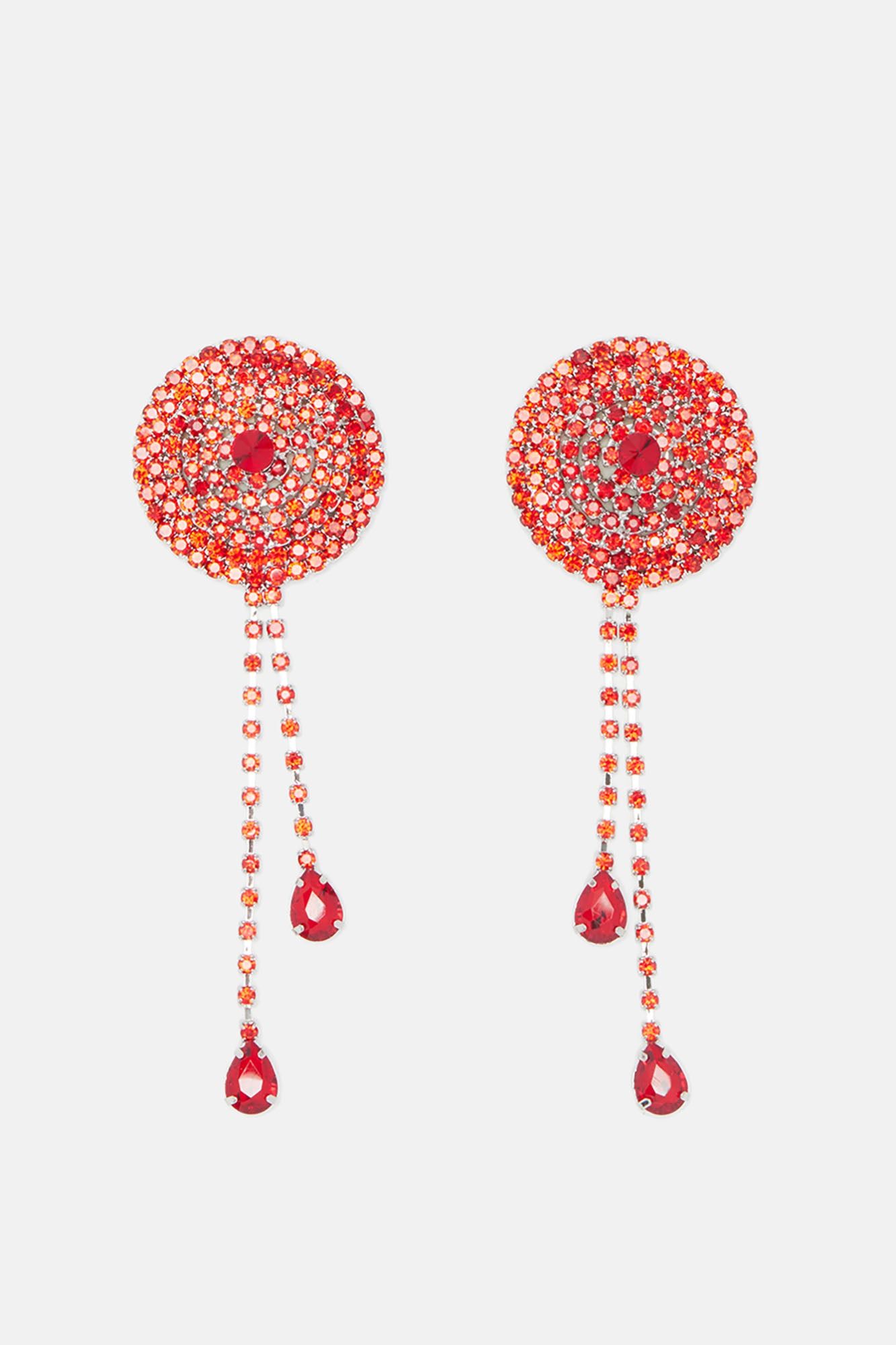 Vegas Showgirl Rhinestone Nipple Cover Pasties - Red sold by Fashion Nova