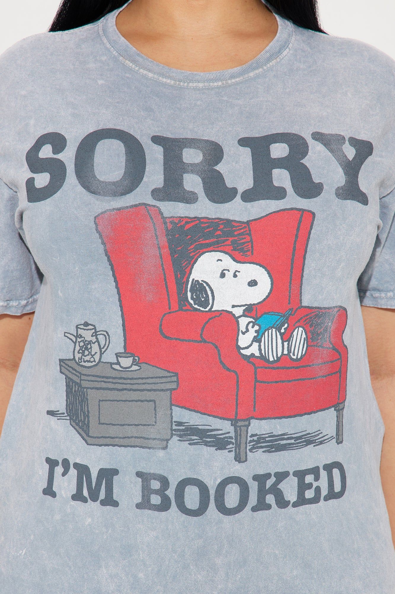 Sorry I'm Booked Snoopy Tee - Grey Mineral Wash sold by Fashion Nova product image thumbnail 3