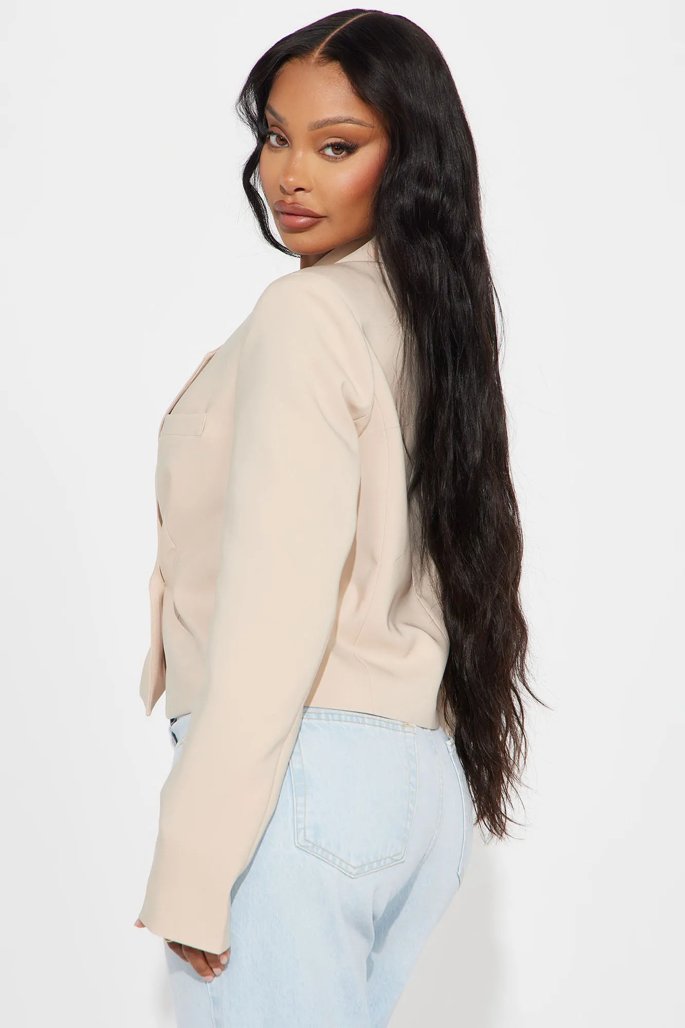 Ways To Go Cropped Blazer - Khaki sold by Fashion Nova product image thumbnail 4
