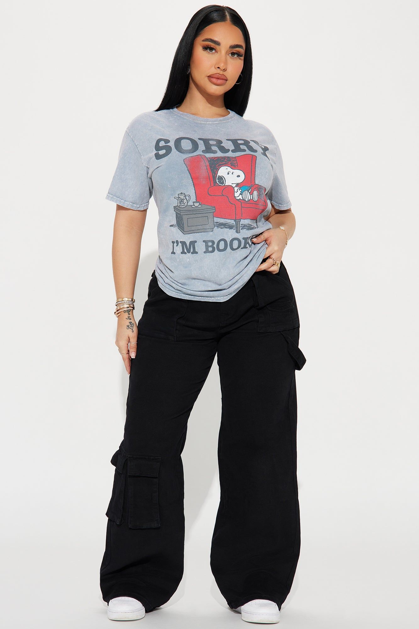Sorry I'm Booked Snoopy Tee - Grey Mineral Wash sold by Fashion Nova product image thumbnail 2