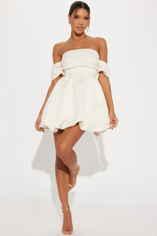 Valeria Satin Mini Dress - Cream sold by Fashion Nova