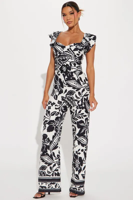 Vacay Galore Jumpsuit - Black/combo sold by Fashion Nova
