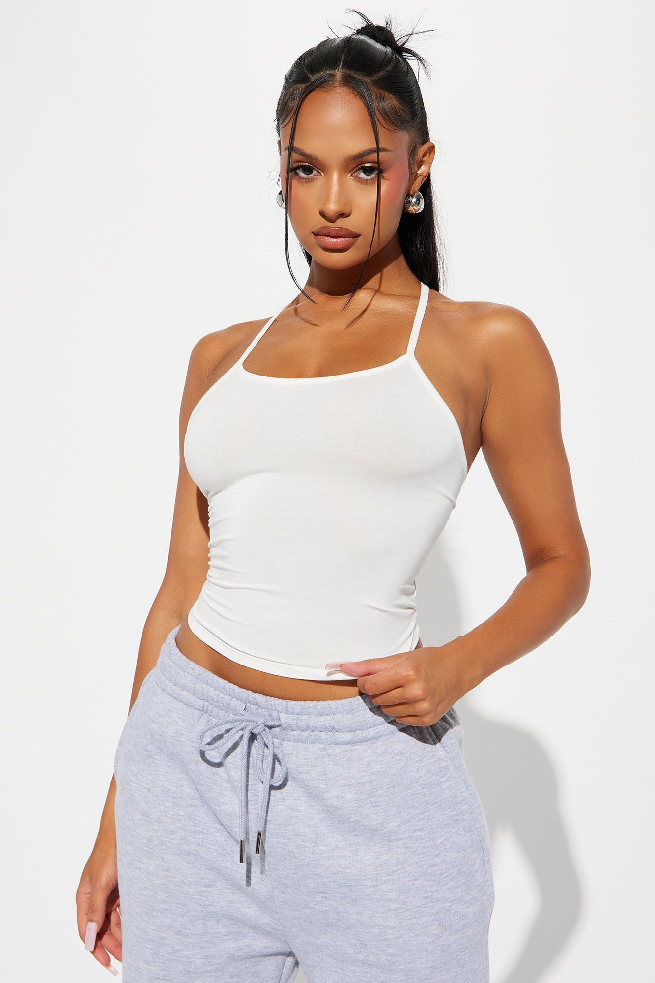 Jordy Racer Back Cami Top - White sold by Fashion Nova