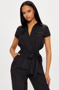 Lean On Me Jumpsuit - Black sold by Fashion Nova