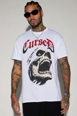 Cursed Short Sleeve Tee - White sold by Fashion Nova