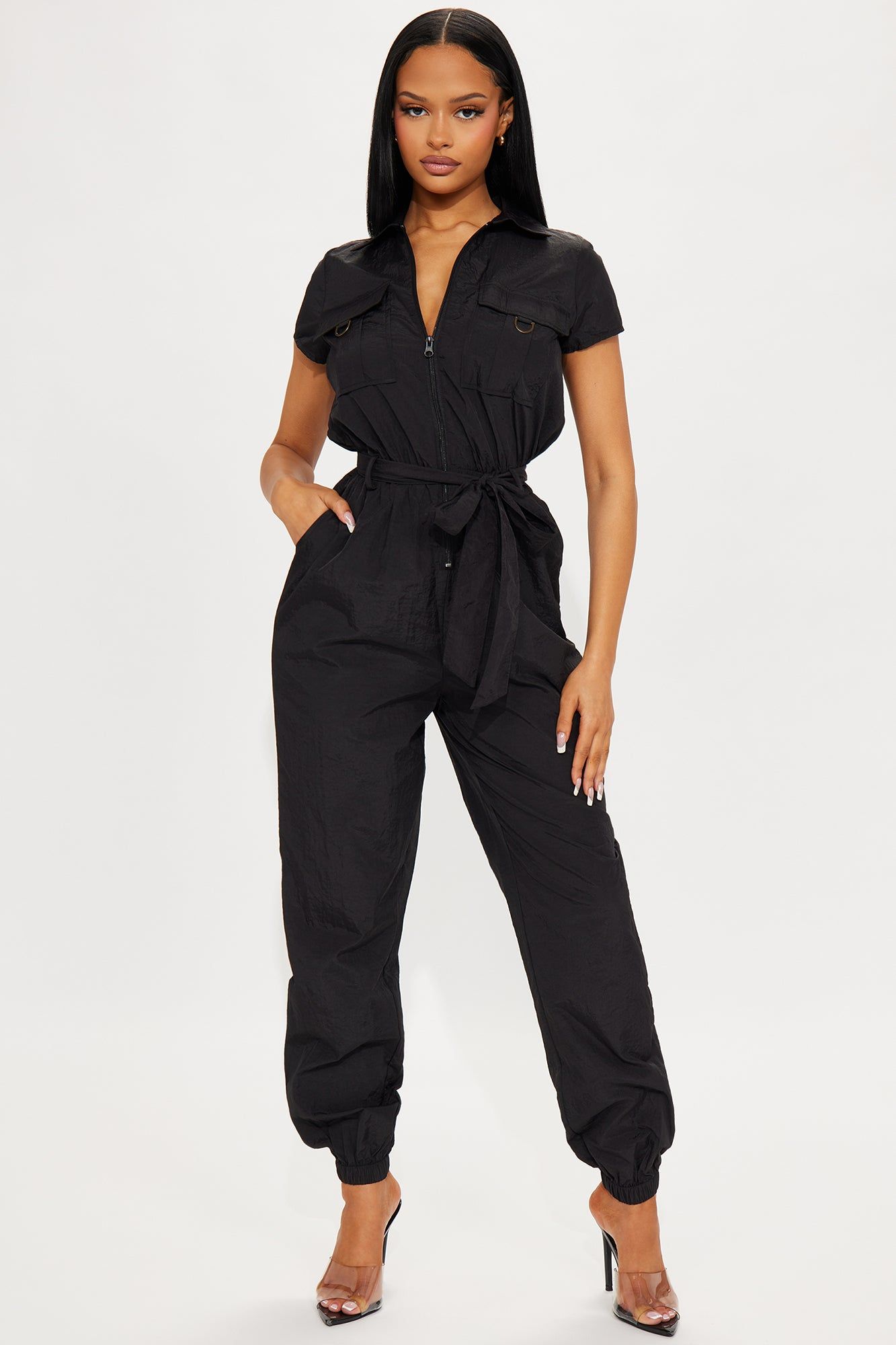 Lean On Me Jumpsuit - Black sold by Fashion Nova