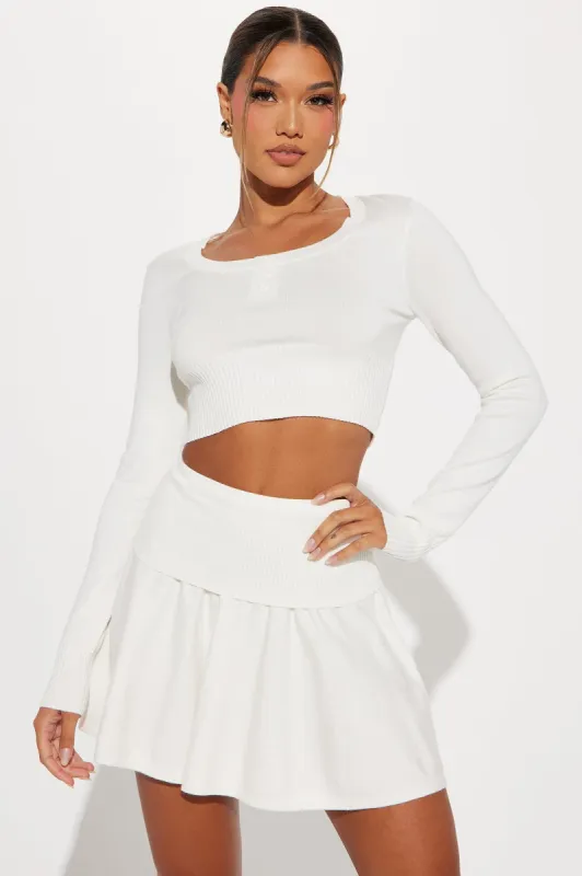 Jeanette Pleated Sweater Skirt Set - Ivory sold by Fashion Nova