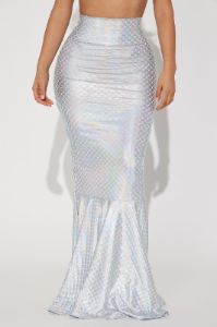 Under The Sea Mermaid Skirt Costume Starter - Silver/Multi sold by Fashion Nova
