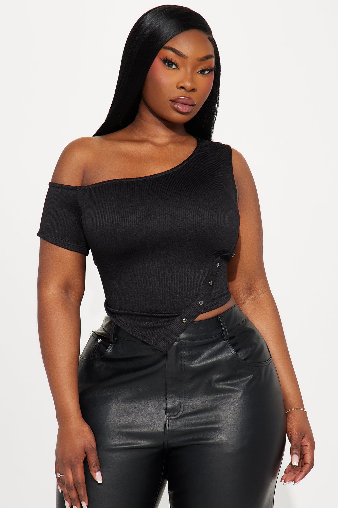 Nina One Shoulder Top - Black sold by Fashion Nova product image thumbnail 4
