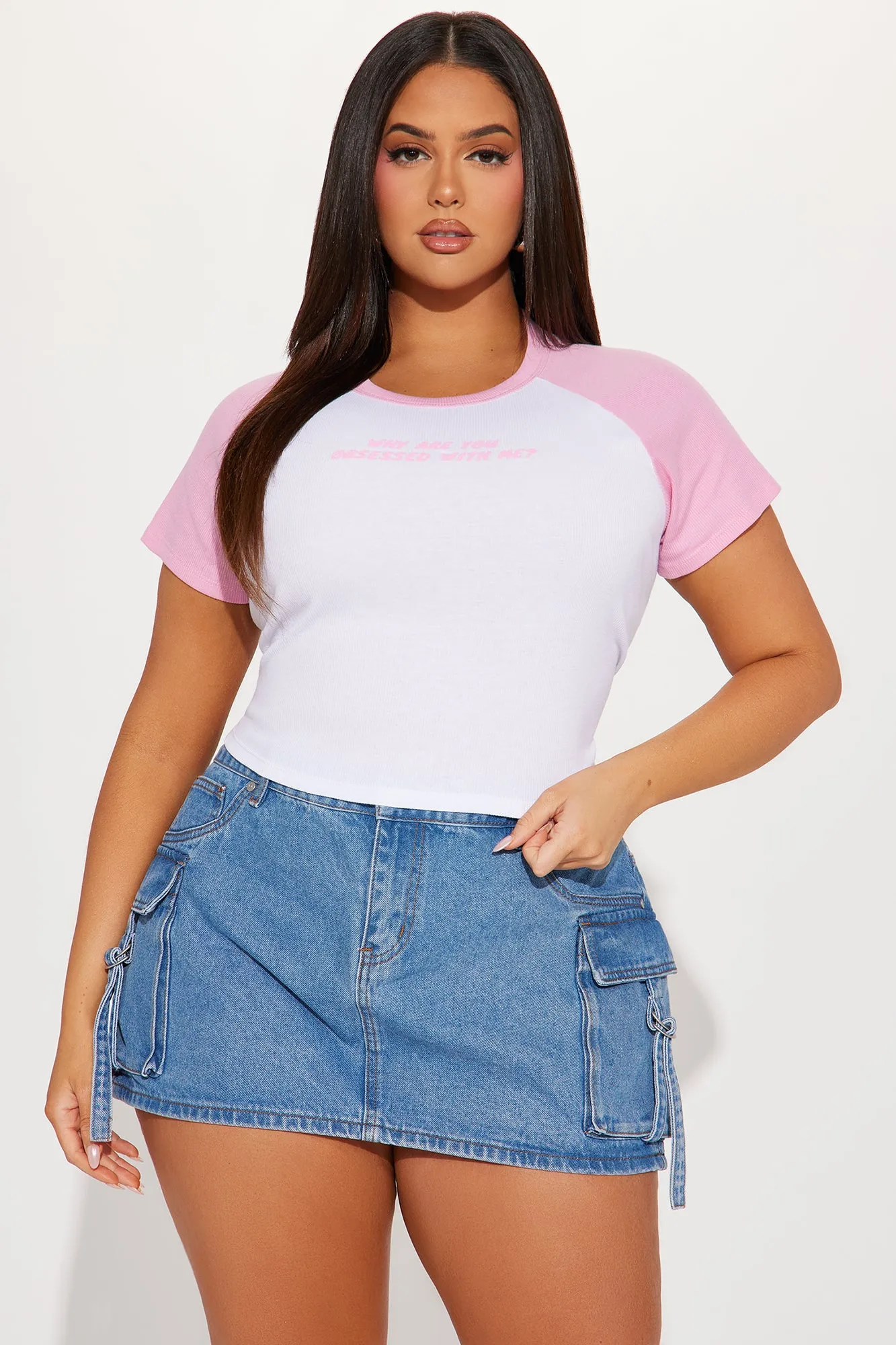 Why Are You So Obsessed Raglan Tee - Pink/combo sold by Fashion Nova product image thumbnail 5