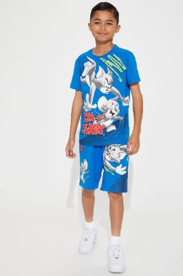 Mini Tom And Jerry Oversized Tee Short Set - Royal sold by Fashion Nova