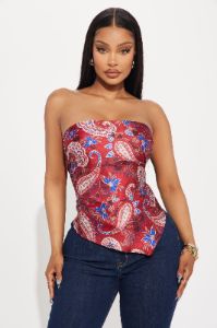 Scarlett Handkerchief Top - Red/combo sold by Fashion Nova