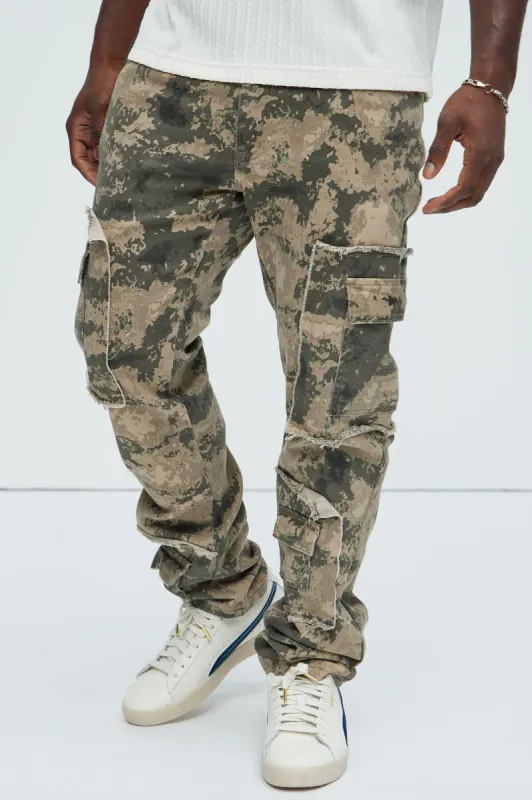 Be That Frayed Cargo Straight Pants - Grey/combo sold by Fashion Nova