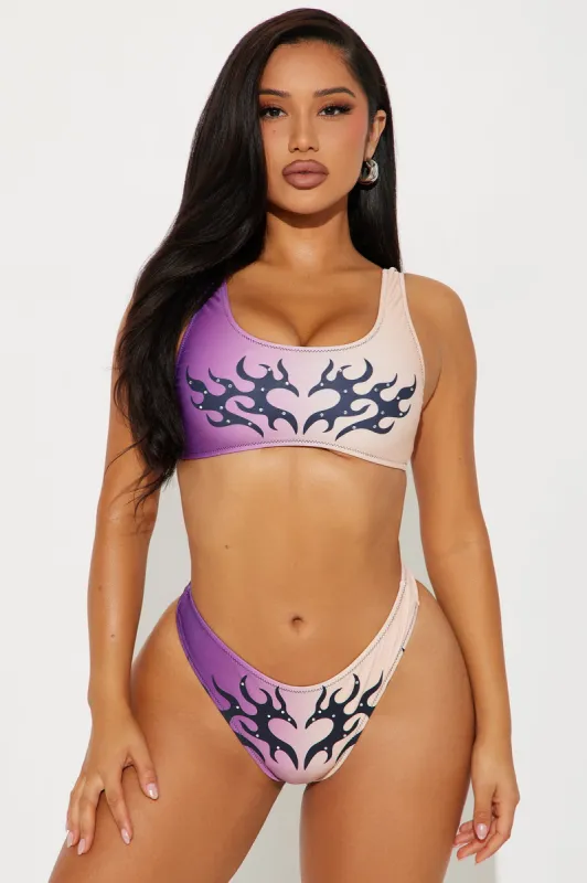 Tatianna Heart Tattoo Rhinestone 2 Piece Bikini - Purple/combo sold by Fashion Nova