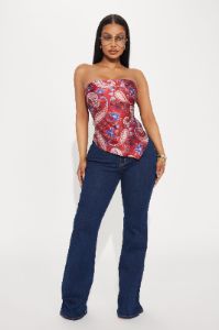 Scarlett Handkerchief Top - Red/combo sold by Fashion Nova