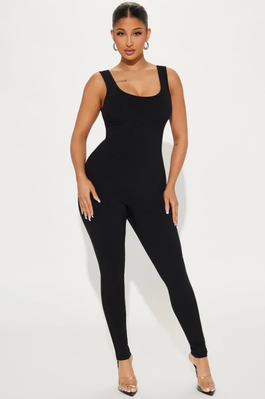 Plan It Out Ribbed Jumpsuit - Black sold by Fashion Nova