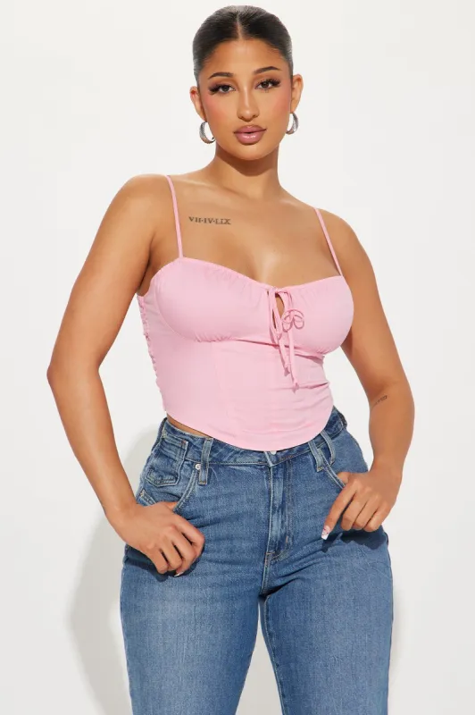 Araya Poplin Corset Top - Pink sold by Fashion Nova