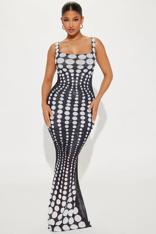 A Sight Mesh Maxi Dress - Black sold by Fashion Nova
