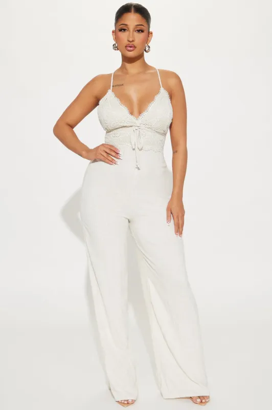 Finer Things Linen Jumpsuit - Cream sold by Fashion Nova