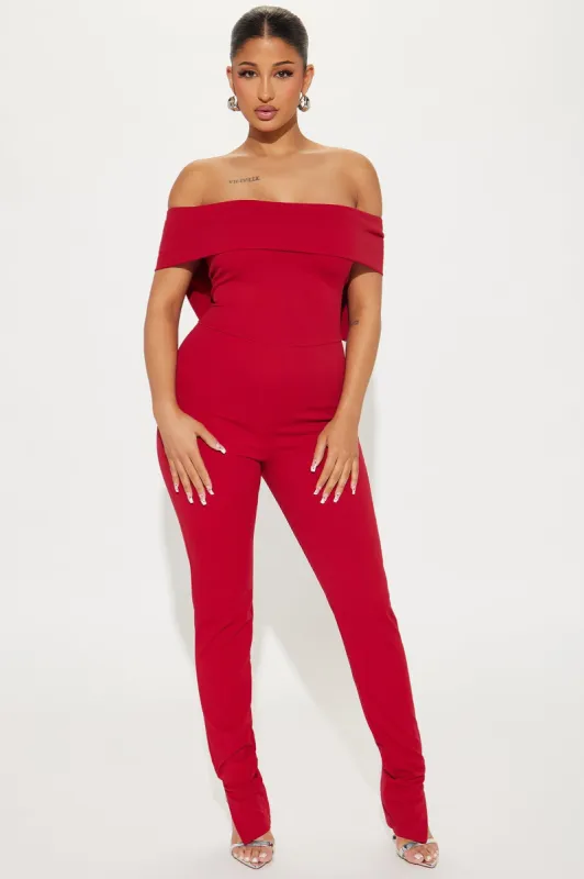 The Best Gift Jumpsuit - Red sold by Fashion Nova