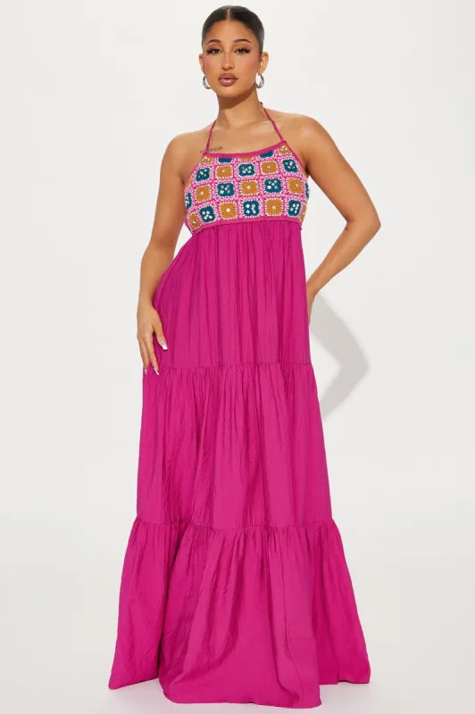 Off To Cabo Maxi Dress - Fuchsia sold by Fashion Nova