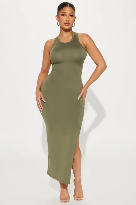Giving U Side Eye Maxi Dress - Green sold by Fashion Nova